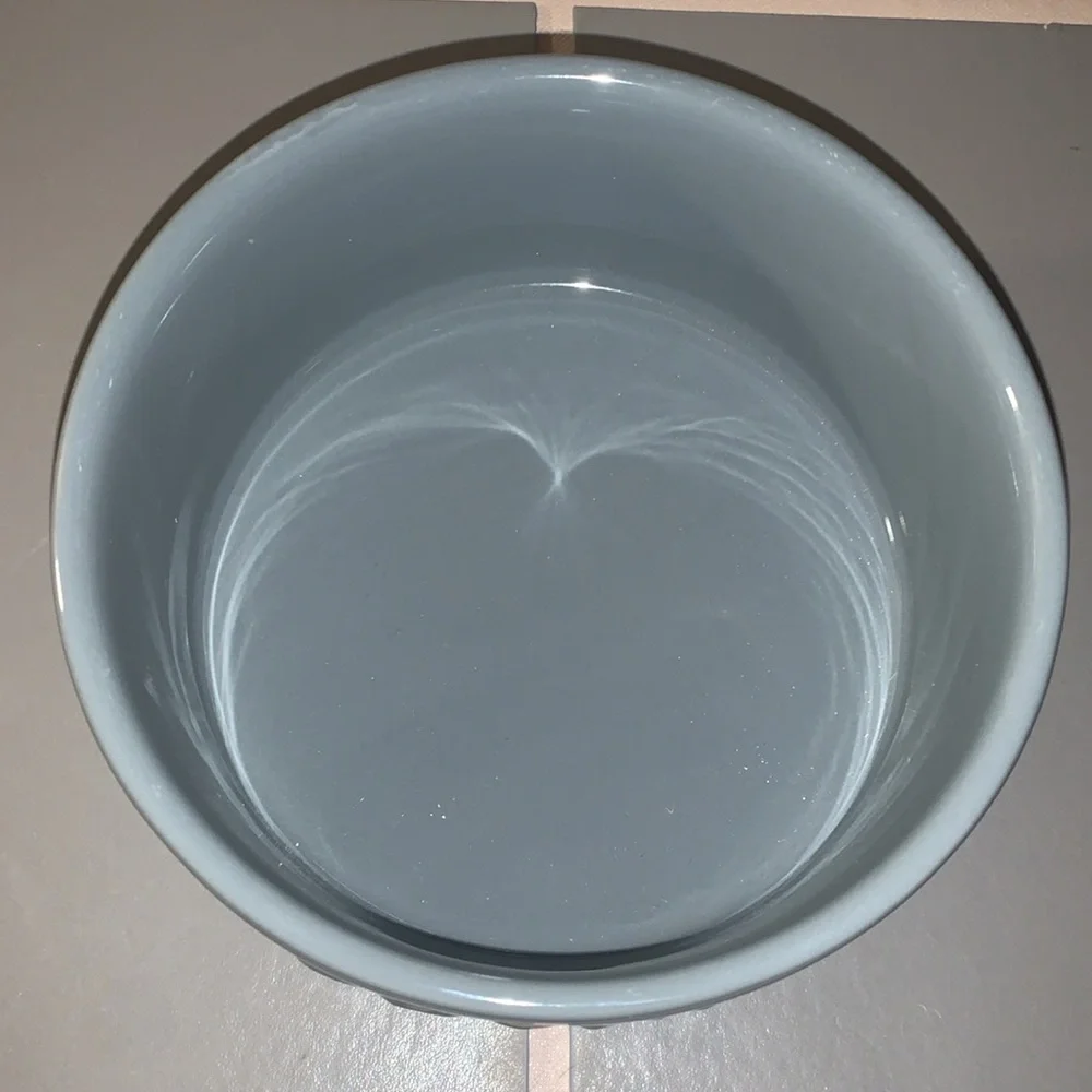 🇺🇸 Set of 2 Gray Ceramic Pet Bowls ( EAT, DRINK) NIB